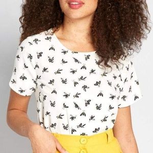 Modcloth Delightful Demeanor Bee Print Blouse